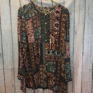 J. JILL tunic large boho floral print button up